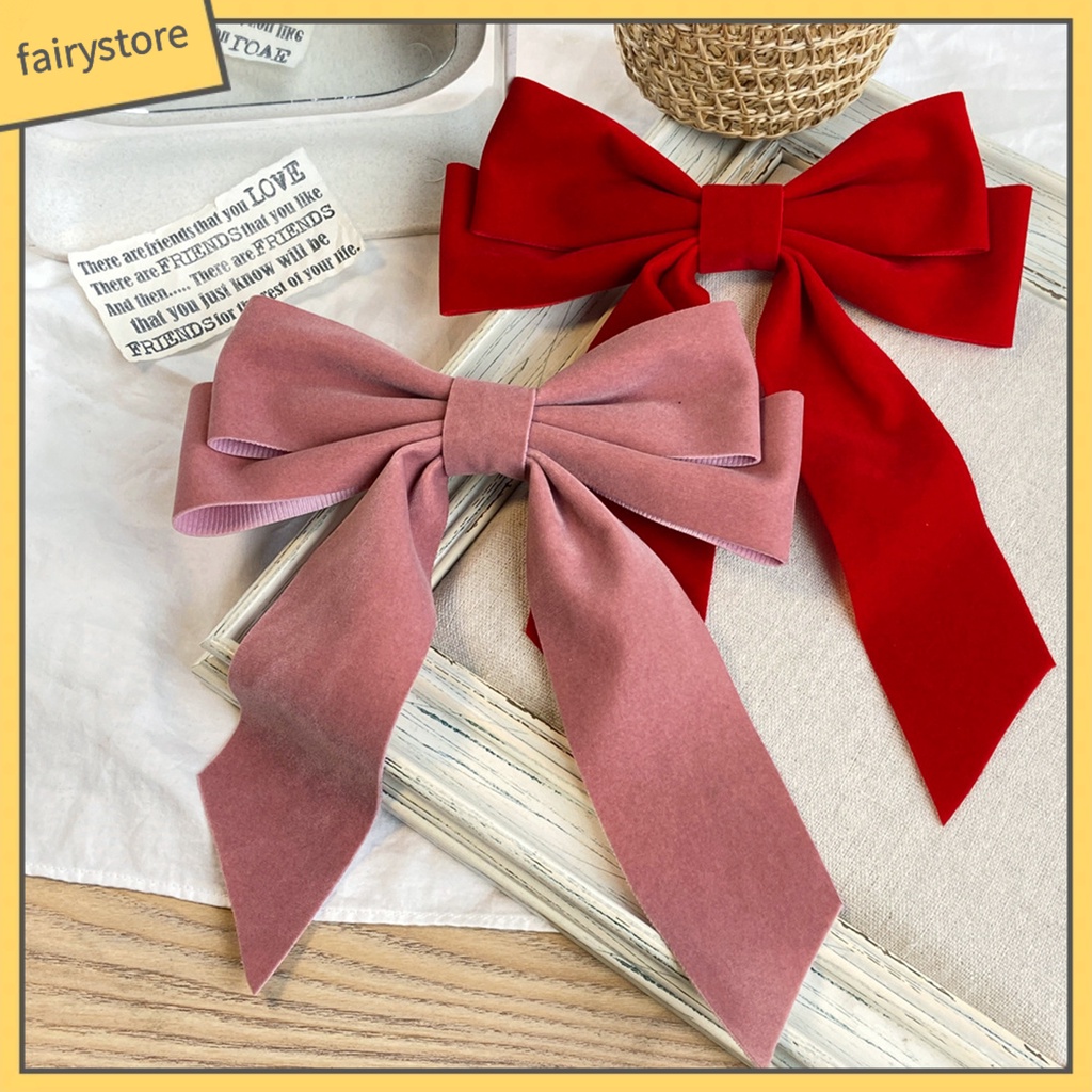 Kẹp Tóc Nơ Nhung Chống Trượt Cỡ Lớn Ngọt Ngào Cho Nữ