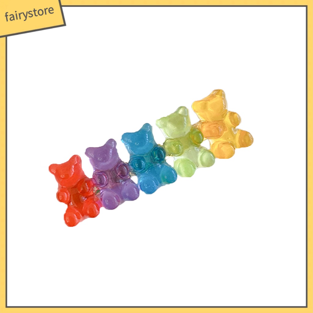 Kẹp Tóc Hình Gấu Bằng Nhựa Resin Nhiều Màu Sắc Xinh Xắn