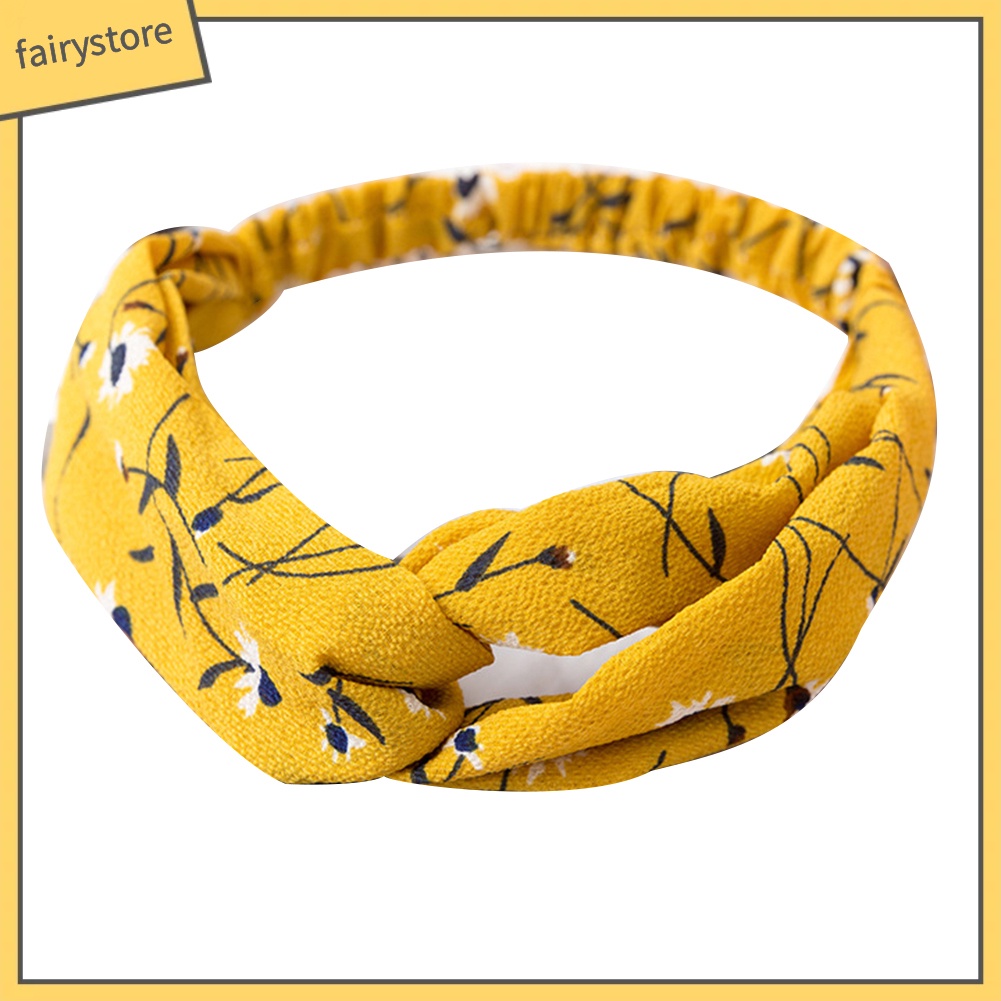 Băng Đô Thắt Nút Co Giãn In Họa Tiết Hoa Xinh Xắn Thời Trang Cho Nữ