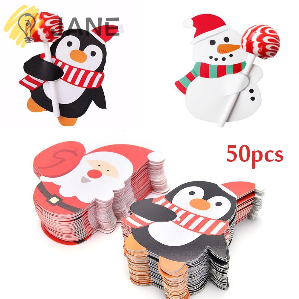 Set 50 Thẻ Trang Trí Giáng Sinh Hình Kẹo Mút Chất Lượng Cao