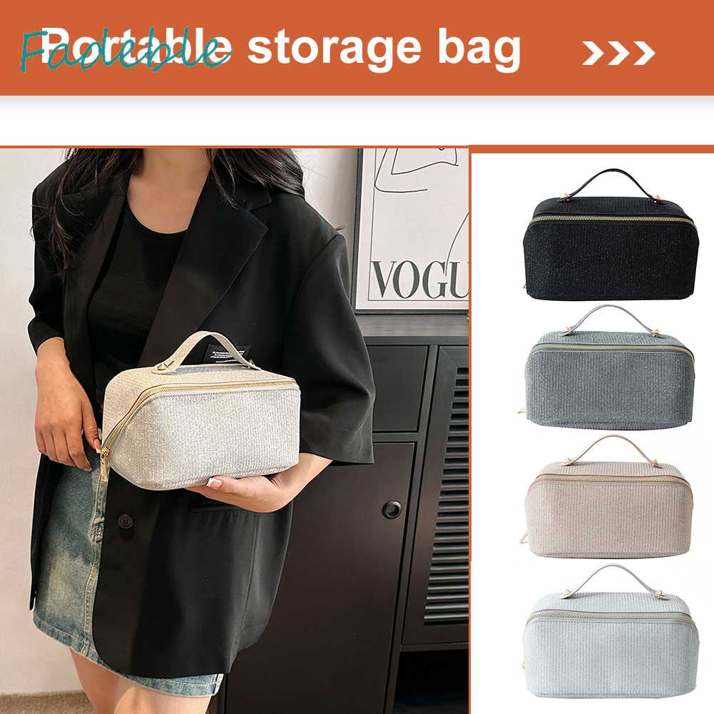 Túi Đựng Mỹ Phẩm Bằng PU Đính Đá Dung Tích Lớn Tiện Dụng