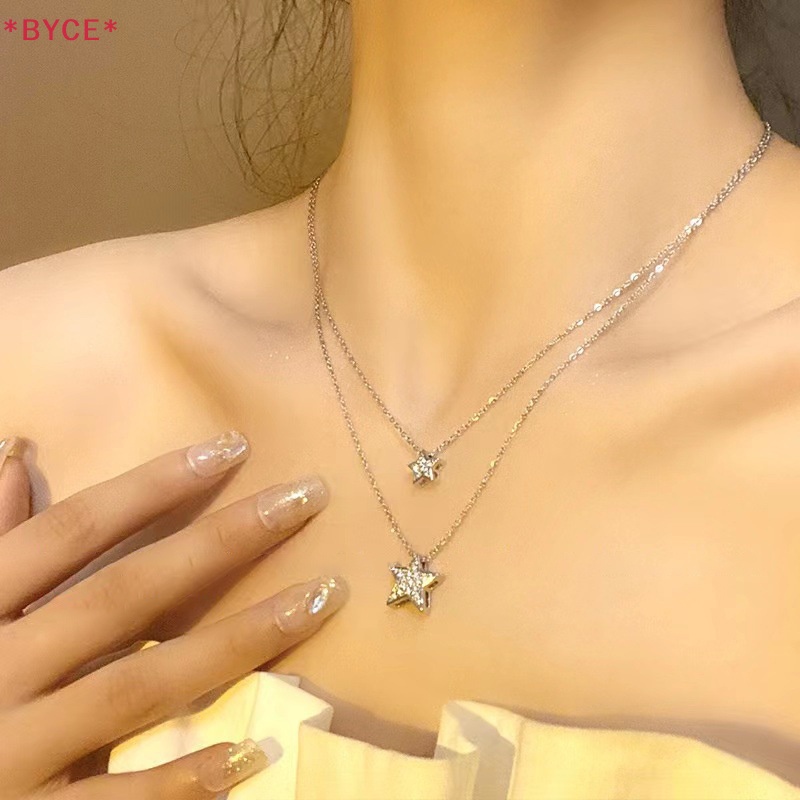 Vòng cổ Hai Lớp Mặt Hình Ngôi Sao Đính Đá Thời Trang Dành Cho Nữ Mới