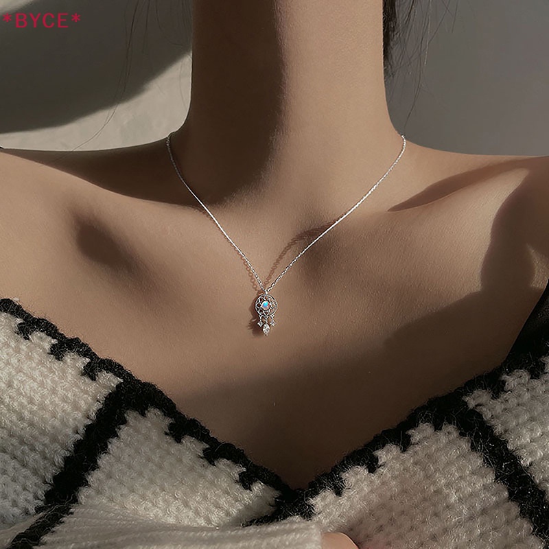 Vòng cổ Mặt Dreamcatcher Màu Bạc Đính Đá Mặt Trăng Thời Trang Cho Nữ Mới