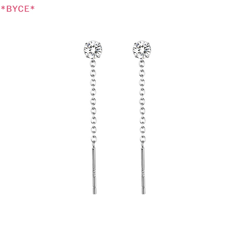 1 Bông Tai Chuỗi Dài Đính Đá Zircon Hình Ngôi Sao / Trái Tim Thời Trang Cho Nữ Mới