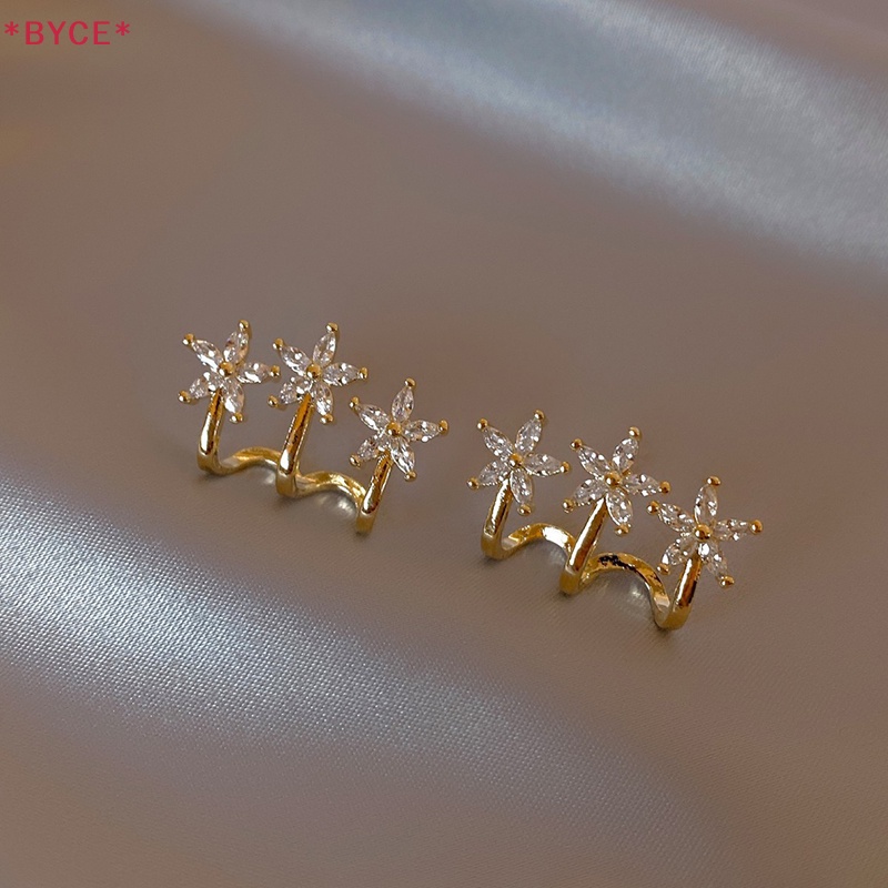 Khuyên Tai Hình Hoa Đính Đá Zircon Phong Cách Hàn Quốc Cho Nữ Mới