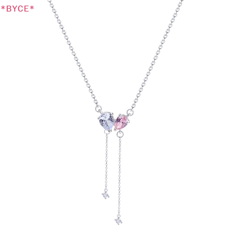 Vòng cổ Đính Đá Zircon Hồng Trắng Thiết Kế Độc Đáo Thanh Lịch Cho Nữ Mới