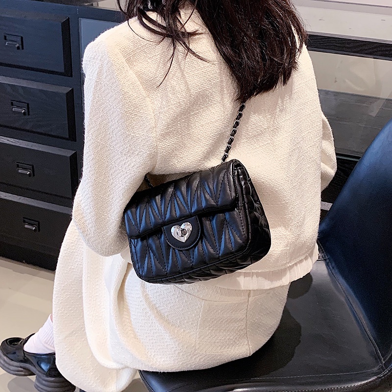 Túi Đeo Chéo Hình Vuông Cỡ Nhỏ Phối Dây Đeo Sợi Xích Thời Trang Sang Trọng Cho Nữ