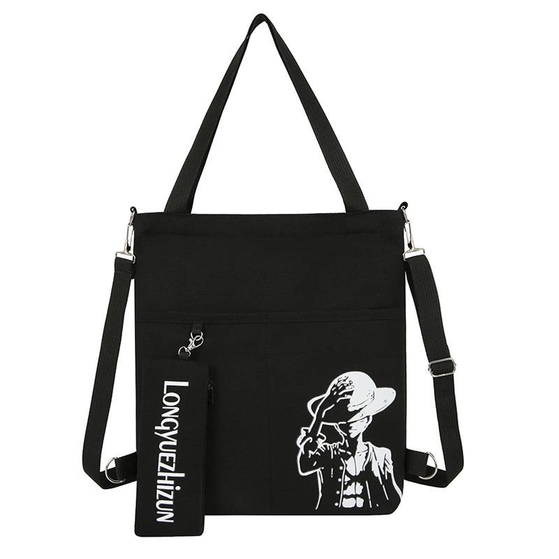 Túi Đeo Vai Vải canvas In Hoạt Hình One Piece Luffy Dạ Quang Cỡ Lớn Thời Trang Cho Học Sinh