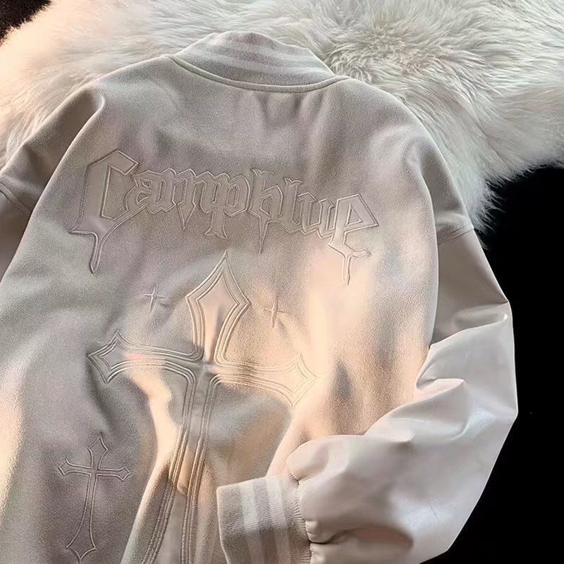 Áo Khoác Bóng Chày Dáng Rộng Thêu Chữ Phong Cách Retro Mỹ Cá Tính Cho Nam Nữ