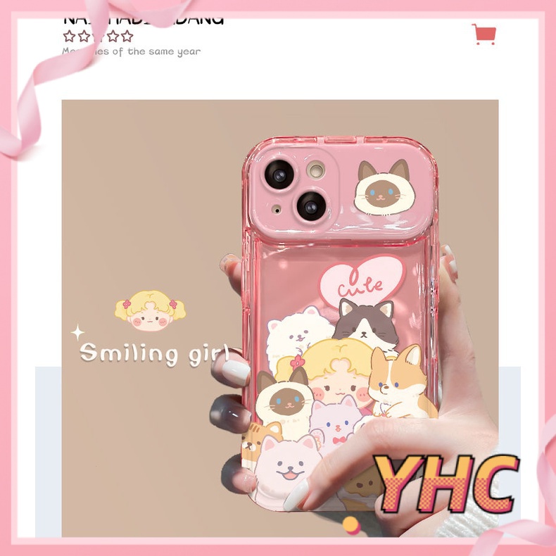 Ốp Lưng iPhone Camera Cô gái với thú cưng của mình, gương lật, chống chấn động, bảo vệ máy ảnh, Cho Iphone 6 / 6S / 6splus / se / 7 / 7plus / 8 / 8plus / X / xs / xsmax / 11 / 12 / 13 / 14 / Plus / pro / pro max-8015