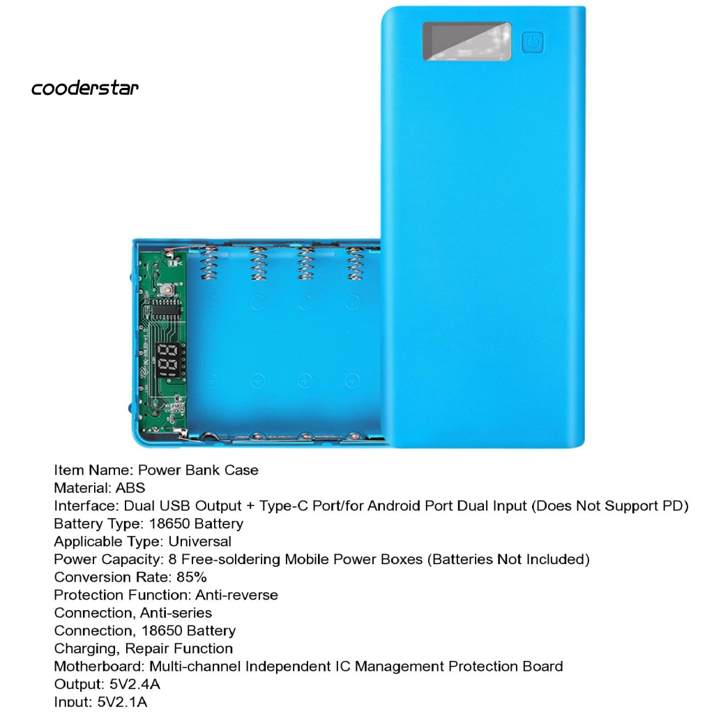 Hộp Sạc Pin Điện Thoại Thông Minh 8 X 18650 Có Màn Hình LED Hiển Thị DIY