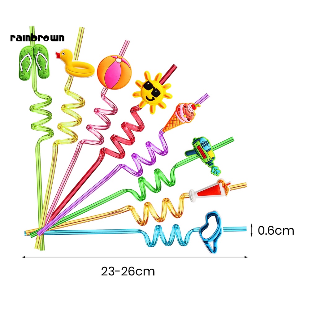 Bộ 8 Ống Hút Xoắn Ốc Dùng Để Trang Trí Thức Uống