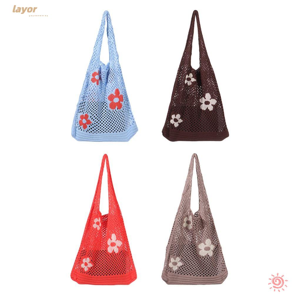 Túi Đeo Vai Đan Len Thiết Kế Đục Lỗ Thời Trang Mùa Hè Cho Nữ