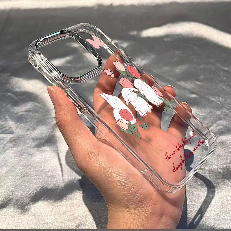 ✅Ốp Điện Thoại Mềm Chống Sốc In Hình Hoa Tulip Và Thỏ Cho Iphone 12 Max Plus 714 Pro 8 1113