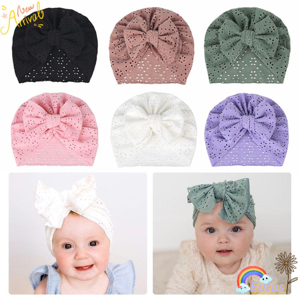 Set 2 Mũ Turban Mềm Mại Thoáng Khí Thắt Nơ Đáng Yêu Cho Bé