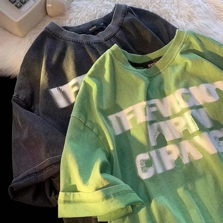 Áo Thun Tay Ngắn Cổ Tròn In Chữ Phong Cách Đường Phố Thời Trang Mùa Hè Cho Nam Và Nữ