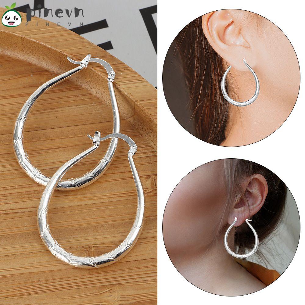 Bông Tai Dạng Vòng Thời Trang Dành Cho Nữ|Nhẫn Mạ Bạc Đính Đá Pha Lê