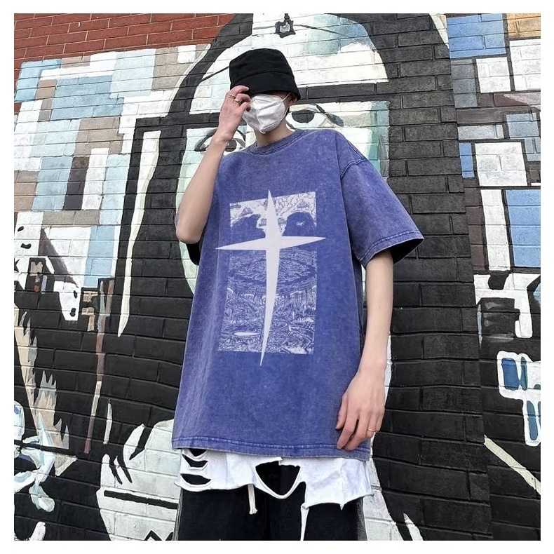 Áo Thun Cotton Tay Ngắn Cổ Tròn Dáng Rộng In Họa Tiết Độc Đáo Thời Trang Mùa Hè Cho Nam