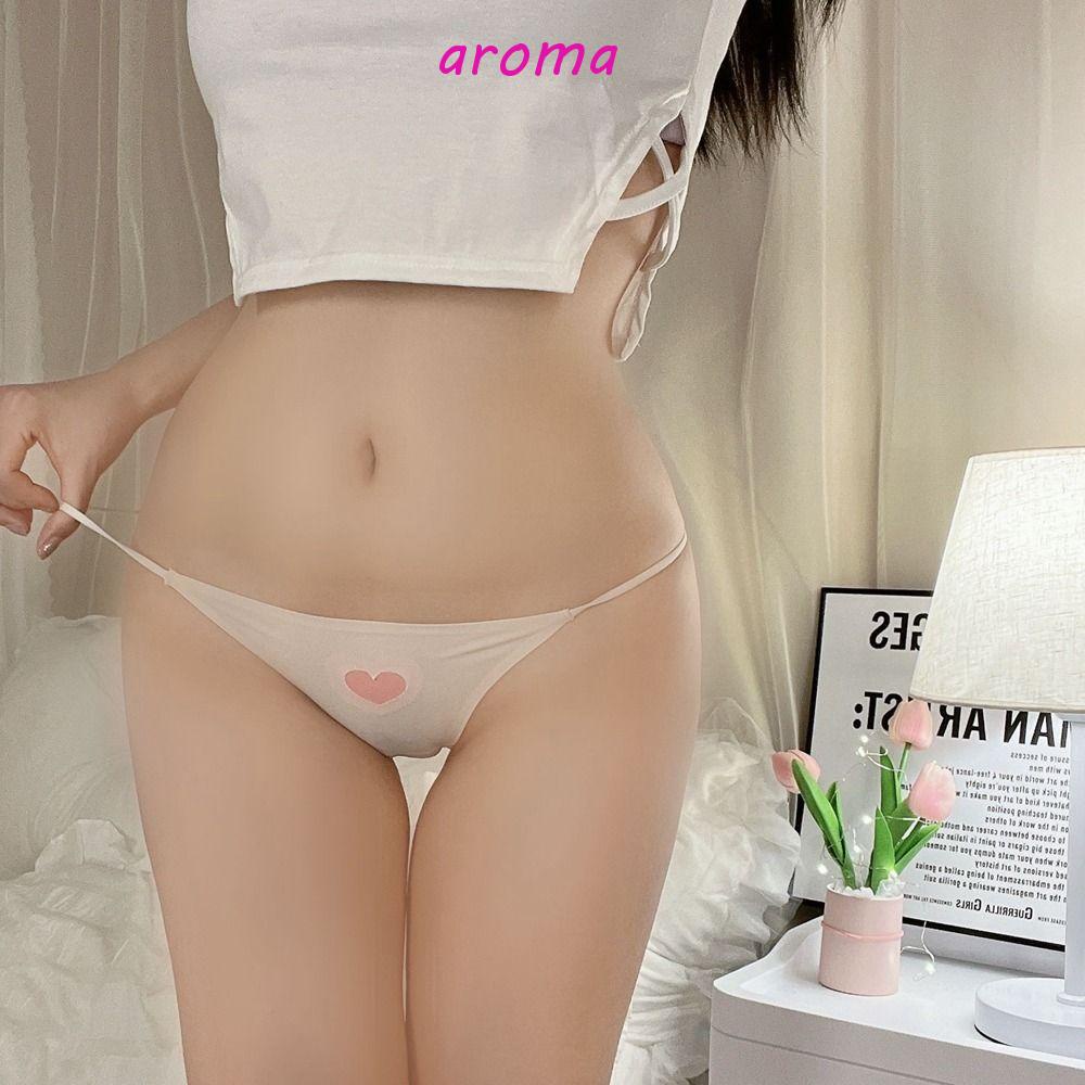 Quần Lót Cotton Lụa Lạnh Lưng Thấp Phối Lưới Co Giãn Họa Tiết Trái Tim Cho Nữ