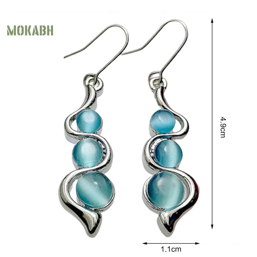 1 Đôi Bông Tai Móc Hình Sóng Nước Bằng Đá Xanh Phong Cách Bohemia Dành Cho Nữ