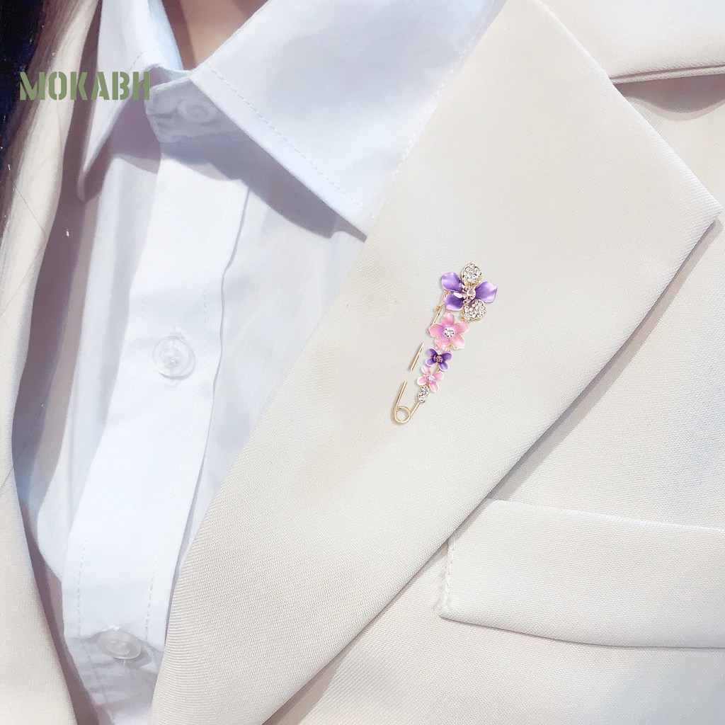 Ghim Cài Áo Hình Hoa Đính Đá Mạ Điện Dễ Phối Đồ Thời Trang Cho Nữ
