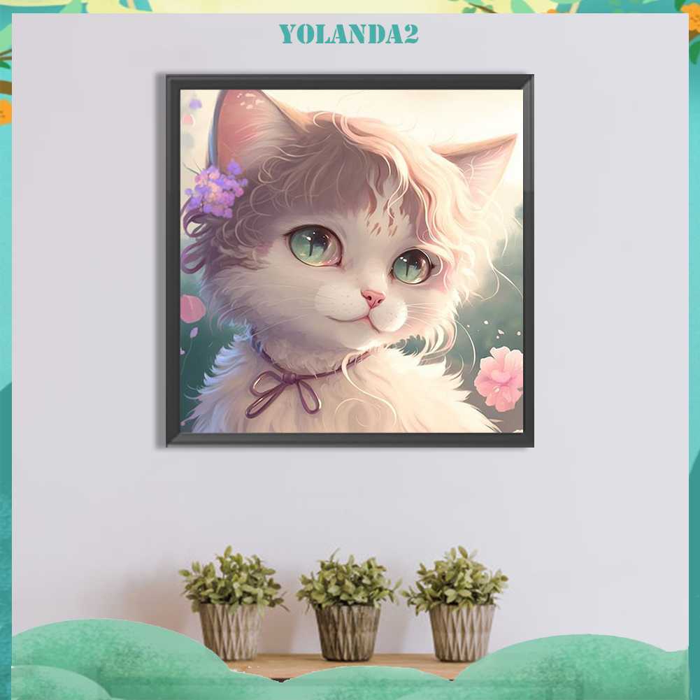 Tranh Đính Đá Kim Cương Toàn Bộ 5D DIY Hình Vẽ Mèo Trang Trí Nhà Cửa