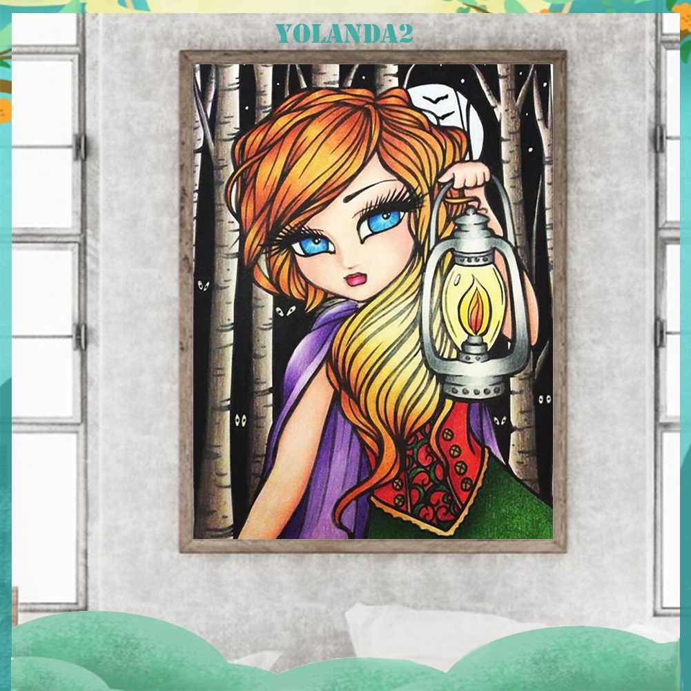 Bộ Tranh Đính Đá 5D Họa Tiết Hoạt Hình Cô Gái Độc Đáo DIY Dùng Trang Trí Nhà Cửa