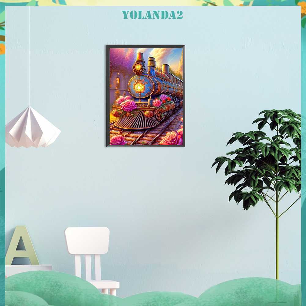 Tranh Đính Đá Kim Cương Toàn Bộ 5D DIY Hình Vẽ Đoàn Tàu Trang Trí Nhà