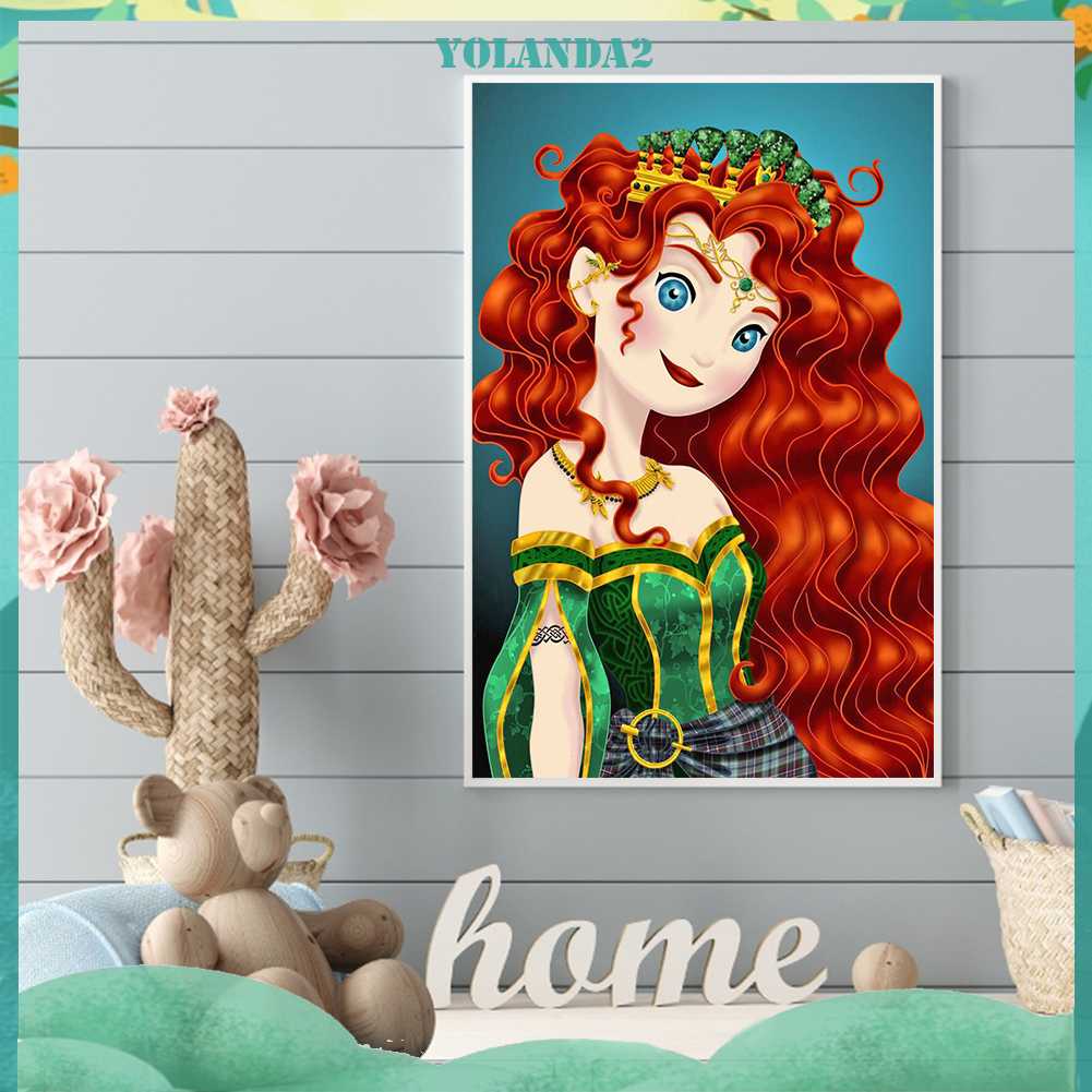 Tranh Đính Đá Kim Cương Toàn Bộ 5D DIY Hình Vẽ Công Chúa Merida