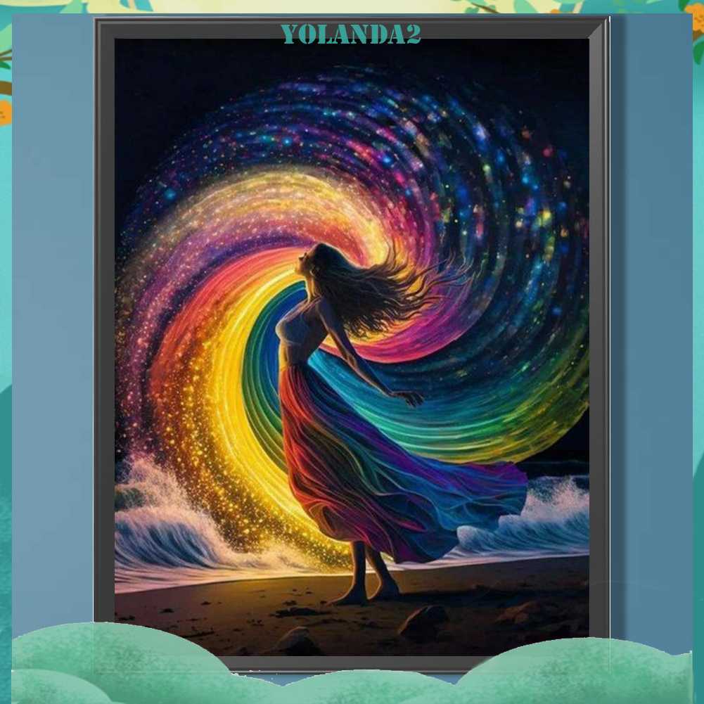 Tranh Đính Đá Kim Cương Toàn Bộ 5D DIY Hình Nữ Thần Cầu Vồng