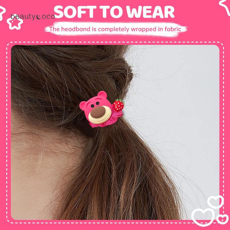 Beautycoco🍊Dây cột tóc Losto chất liệu cao su co giãn hình gấu dâu hoạt hình xinh xắn phong cách Hàn Quốc dành cho nữ