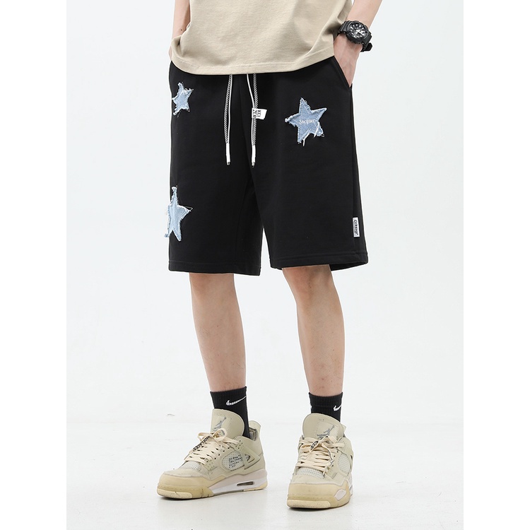 Quần Short Thể Thao Dáng Rộng Họa Tiết Ngôi Sao Phong Cách Hip Hop Đường Phố Mỹ Thời Trang Mùa Hè Cho Nam