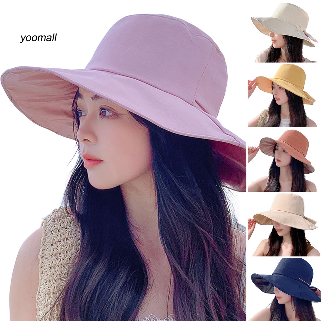 Nón Tai Bèo Vành Rộng Chống Tia UV Thoáng Khí Màu Sắc Đơn Giản Dành Cho Nữ