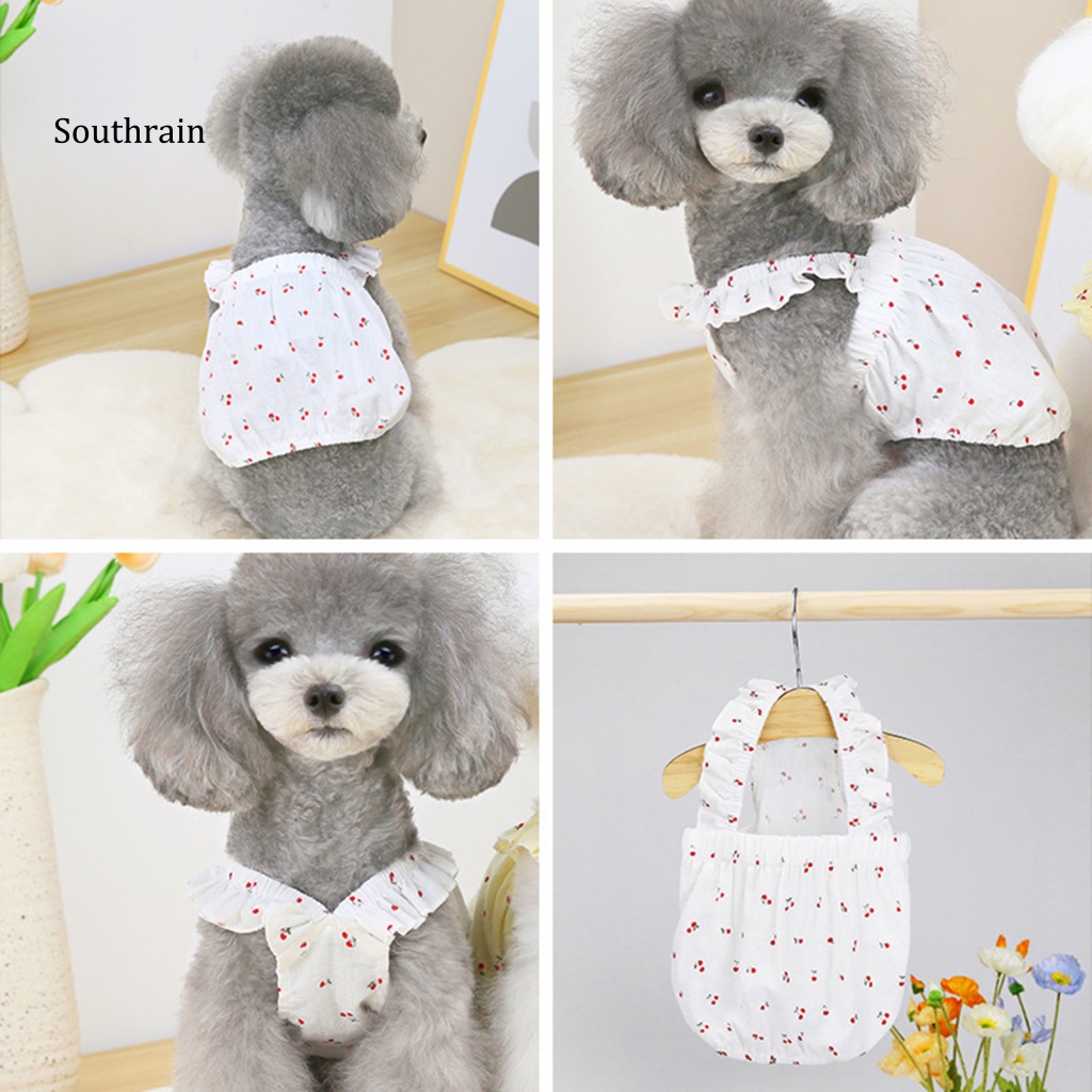 Đầm Không Tay In Họa Tiết Cherry Xinh Xắn Thời Trang Mùa Xuân Cho Cún Cưng