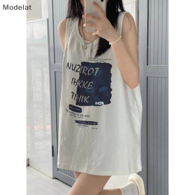 Áo Sát Nách Cổ Tròn Dáng Rộng In Họa Tiết Kiểu Retro Mỹ Thời Trang Mùa Hè Cho Bạn Gái