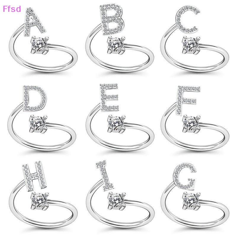 {Ffsd} Nhẫn Dạng Mở Hình 26 Chữ Cái Đính Đá Lấp Lánh Có Thể Điều Chỉnh Thời Trang Mới Làm Quà Tặng Trang Sức Quyến Rũ Cho Nữ