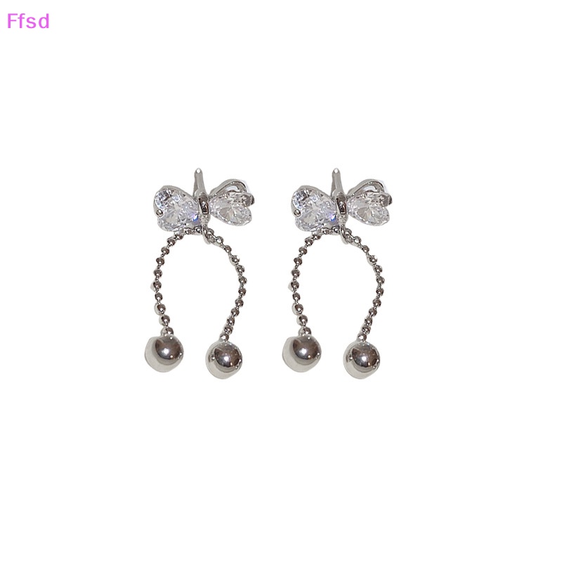 {Ffsd} Khuyên Tai Đinh Tán Tua Rua Thắt Nơ Đính Đá Zircon Quà Tặng Tiệc Cưới Sản Phẩm Mới Bán Chạy Cho Nữ