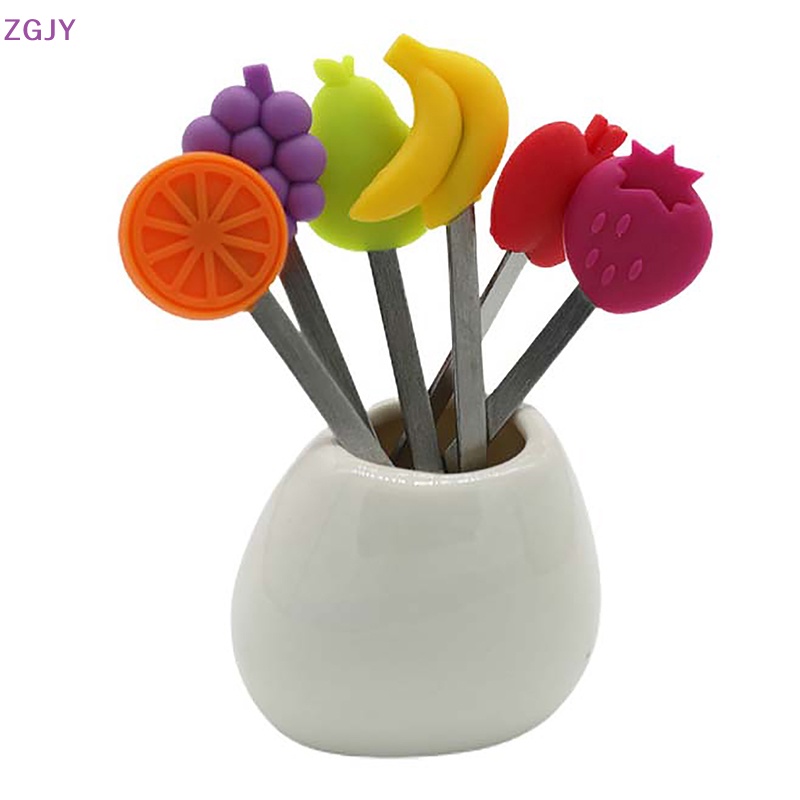 Nĩa Ăn Trái Cây Mini Bằng Thép Không Gỉ Và Silicon Mới