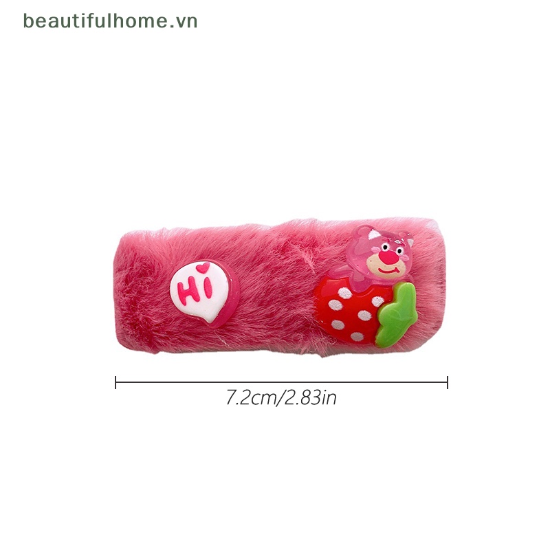 Kẹp Tóc Mái Bằng Lông Nhung Hình Gấu / Dâu Tây Dễ Thương Cho Bé Gái