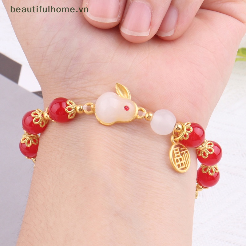 [beautifulhome] Vòng Tay Chuỗi Hạt Pha Lê Hình Thỏ May Mắn Dễ Thương Làm Quà Tặng Trang Sức Cho Nữ [beauty]