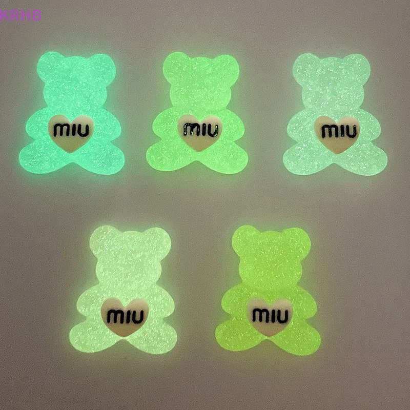 Bộ 2 Miếng Dán Hình Gấu Bằng Nhựa Phát Quang Trang Trí Bảng Điều Khiển Xe Hơi / Nhà Cửa / Sân Vườn Diy Mới