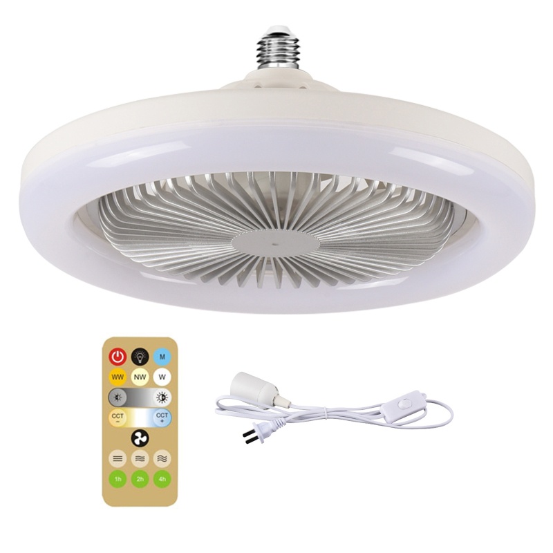 Quạt Trần Thông Minh Điều Khiển Từ Xa E27 Có Công Tắc Và Dây Cáp