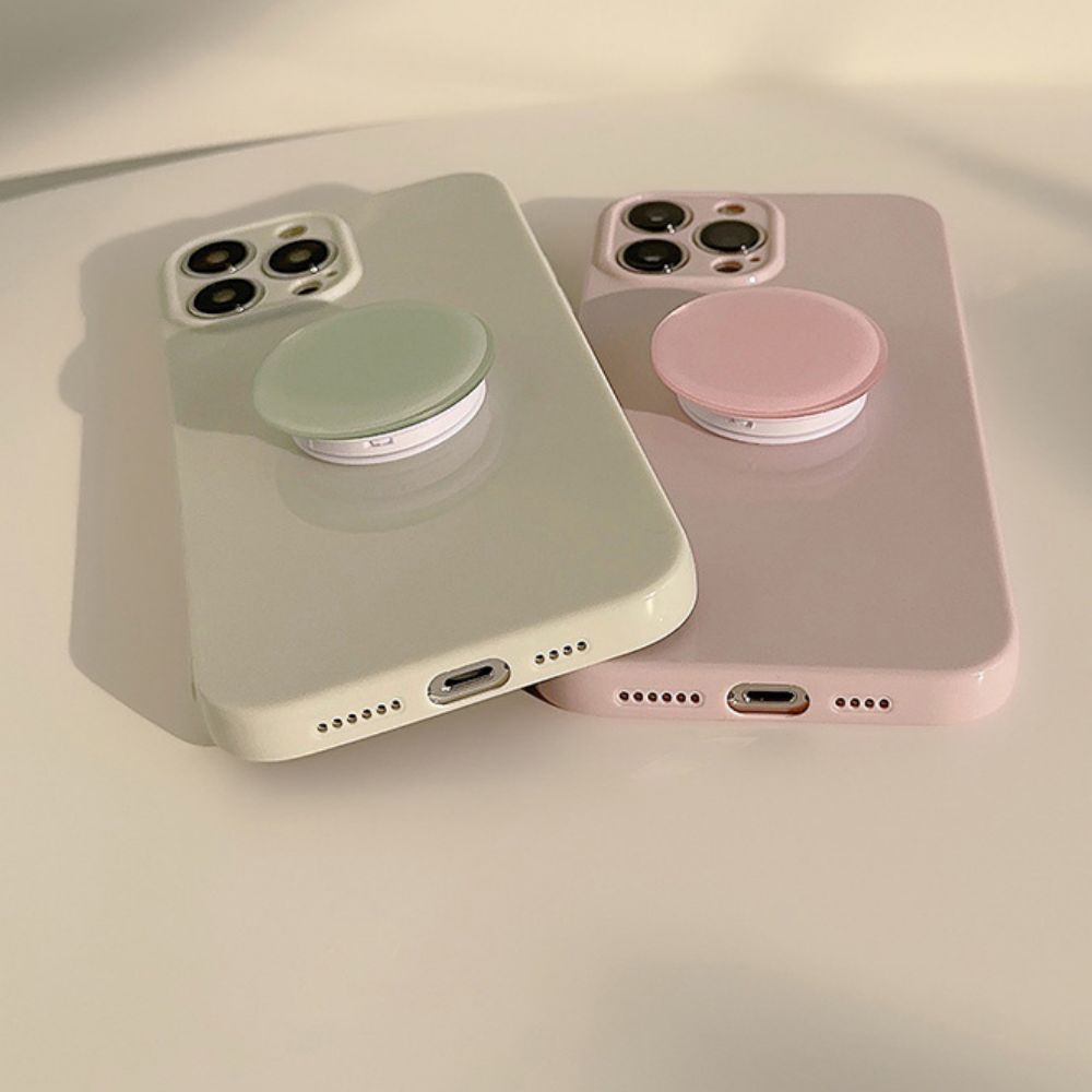 Ốp Điện Thoại TPU Mềm Chống Sốc Màu Trơn Có Giá Đỡ Tròn Cho IPhone 11 14 13 12 Pro Max