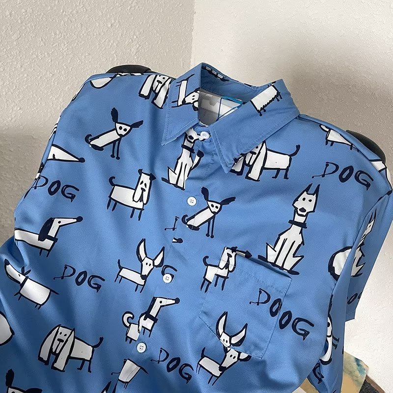 Áo Sơ Mi polo Tay Ngắn Màu Xanh Dương Phong Cách Nhật Bản Thời Trang Mùa Hè Cho Nam