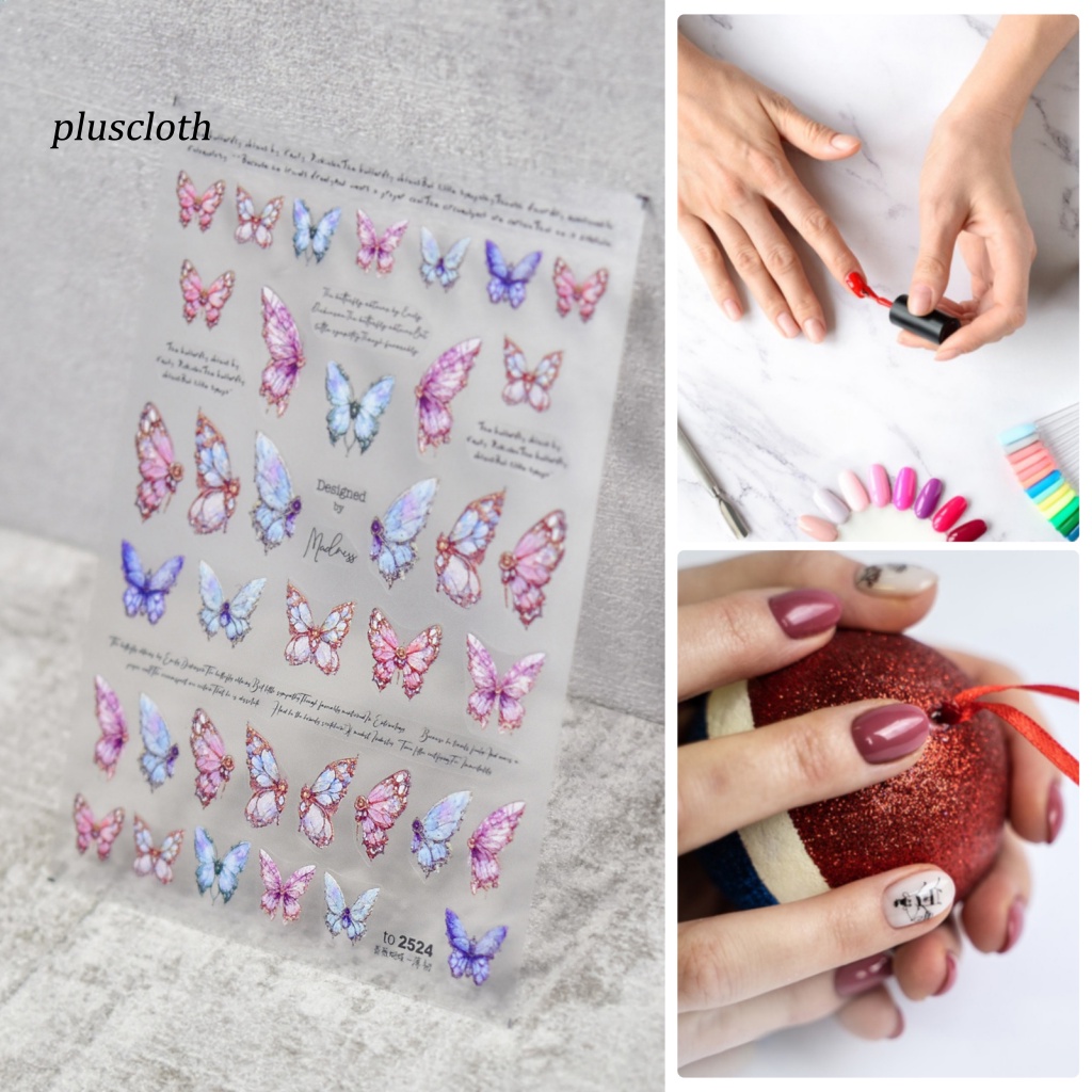 1 Tấm Sticker Dán Móng Hình Bướm 5D