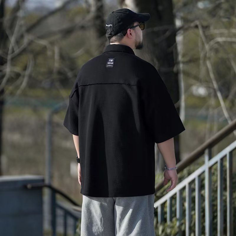 Áo polo Đen Tay Ngắn Dáng Rộng Có Size Lớn M-8XL Dành Cho Nam Giới