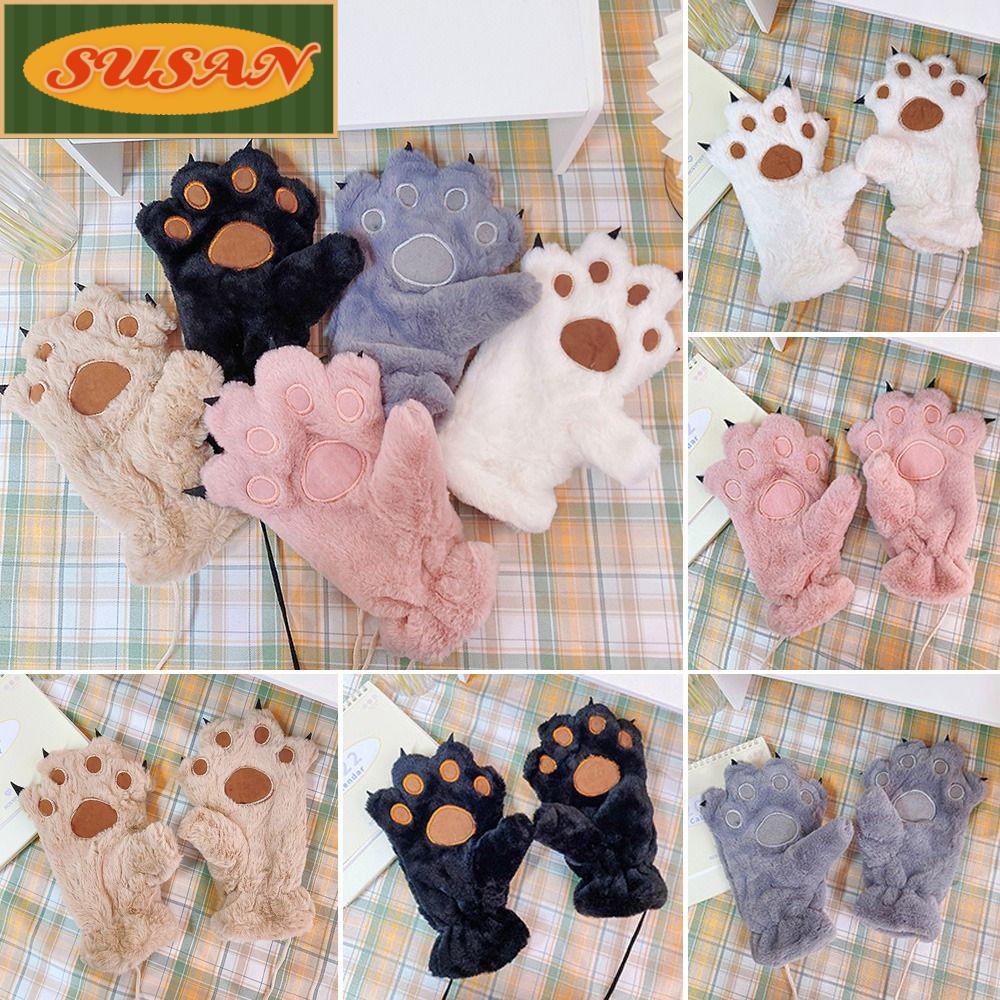 Găng Tay Phủ Lông Kiểu Hoạt Hình Dễ Thương Thời Trang Thu Đông