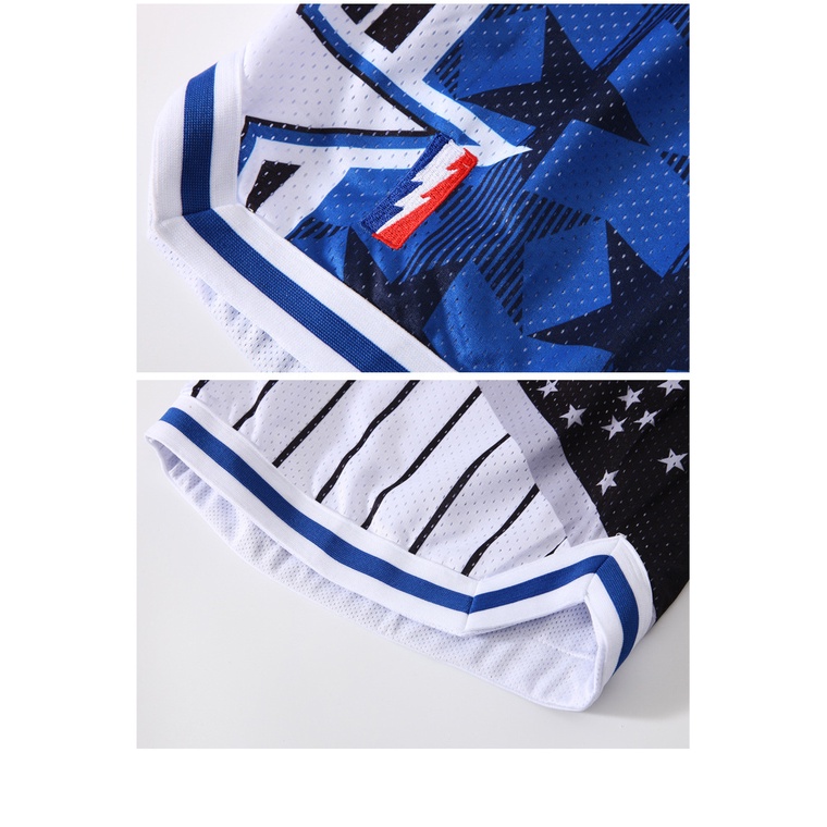 Quần Short Thể Thao Bóng Rổ Phối Lưới Cỡ Lớn Kiểu Retro Mỹ Cá Tính