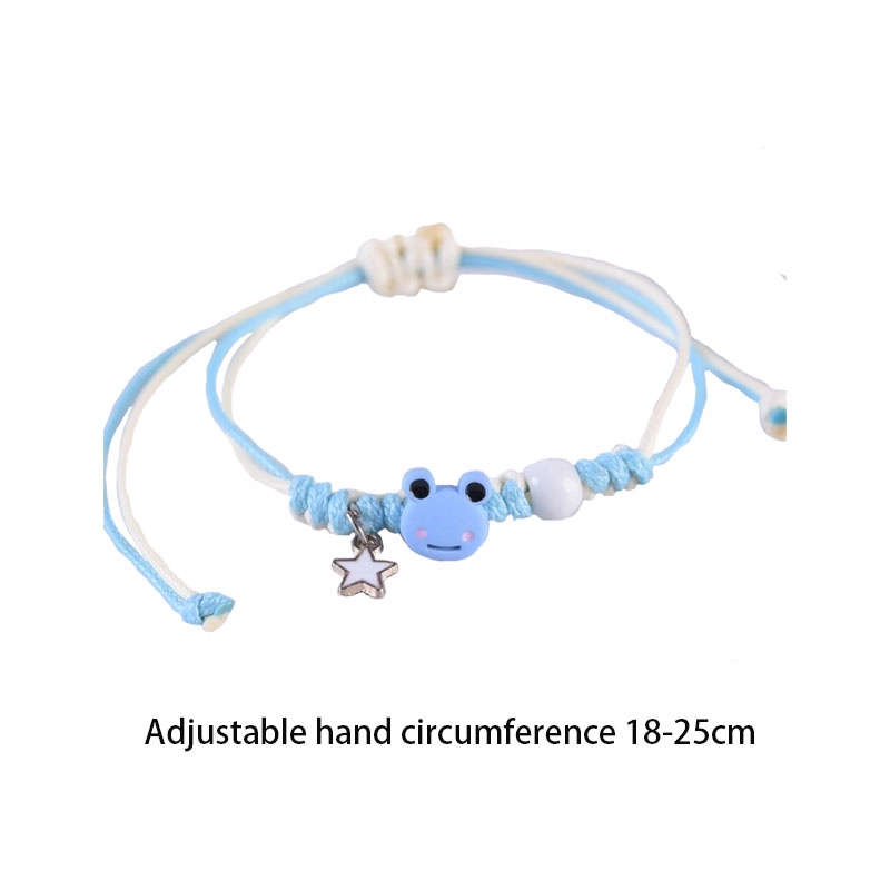 Vòng Tay Dây Bện Mặt Hình Chú Ếch Hoạt Hình Dễ Thương Có Thể Điều Chỉnh Thời Trang