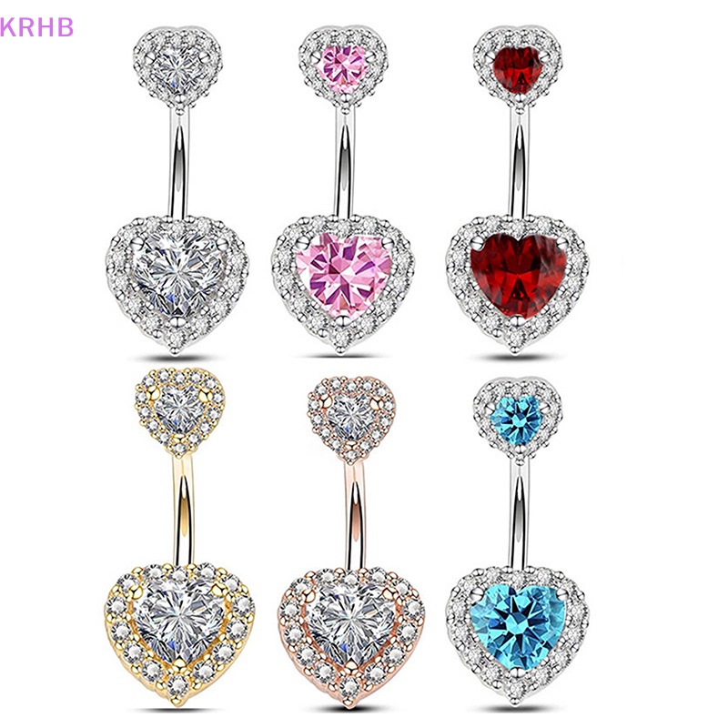 Khuyên Rốn Hình Trái Tim Bằng Thép Không Gỉ Thời Trang Dành Cho Nữ Mới